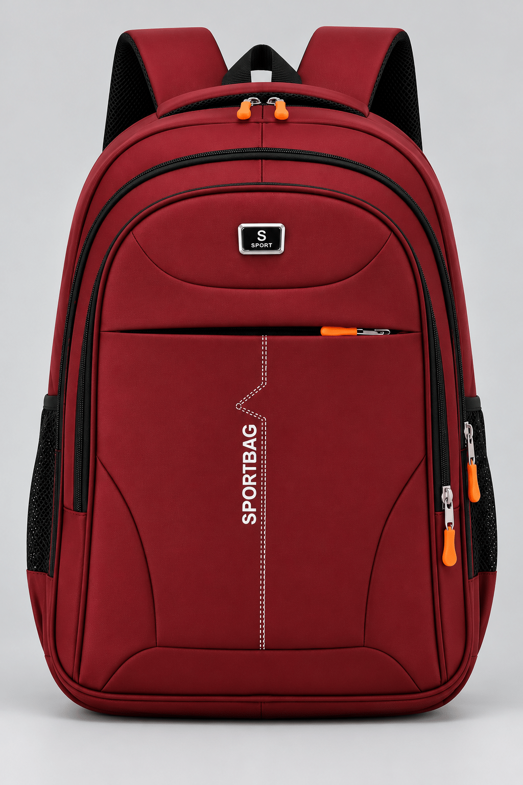 Maroon Sportbag Backpack with Orange Zips
