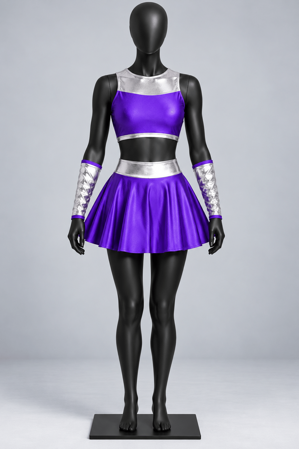 Metallic Purple Cheerleading Mannequin Outfit