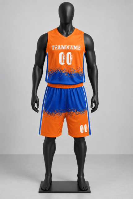 Custom Orange & Royal Blue Basketball Uniform Set